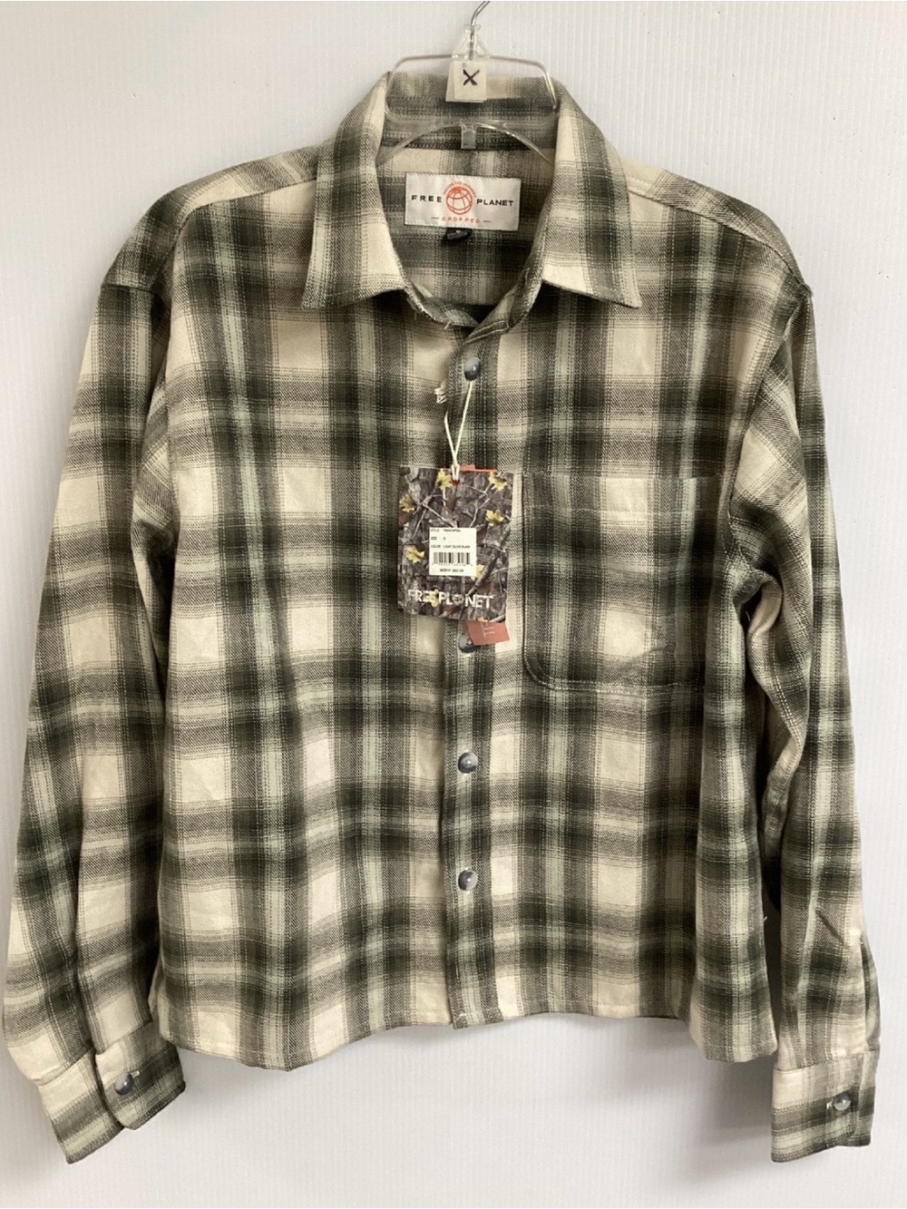 Free Planet Green and Cream Plaid Button-Down Shirt